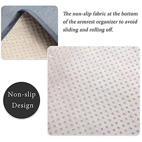 HAOMAIJIA armrest organizer inside couch demonstrates secure fit and non-slip stability.