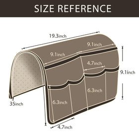 HAOMAIJIA armrest organizer ideal for living rooms and hotel rooms with six pockets.
