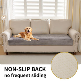 HAOMAIJIA plush velvet dog couch cover grey showcases comfortable, pet-friendly luxury on your sofa.