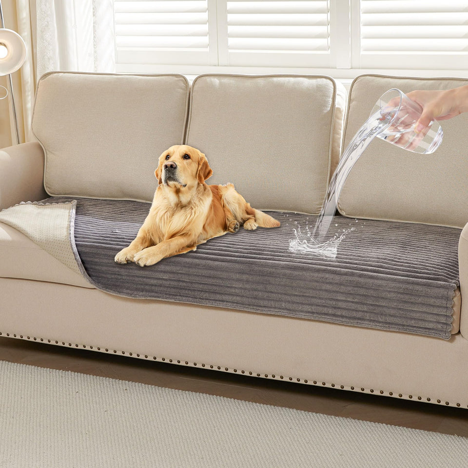 HAOMAIJIA waterproof couch cover for dogs grey 35x74 protects sofas from spills and hair.