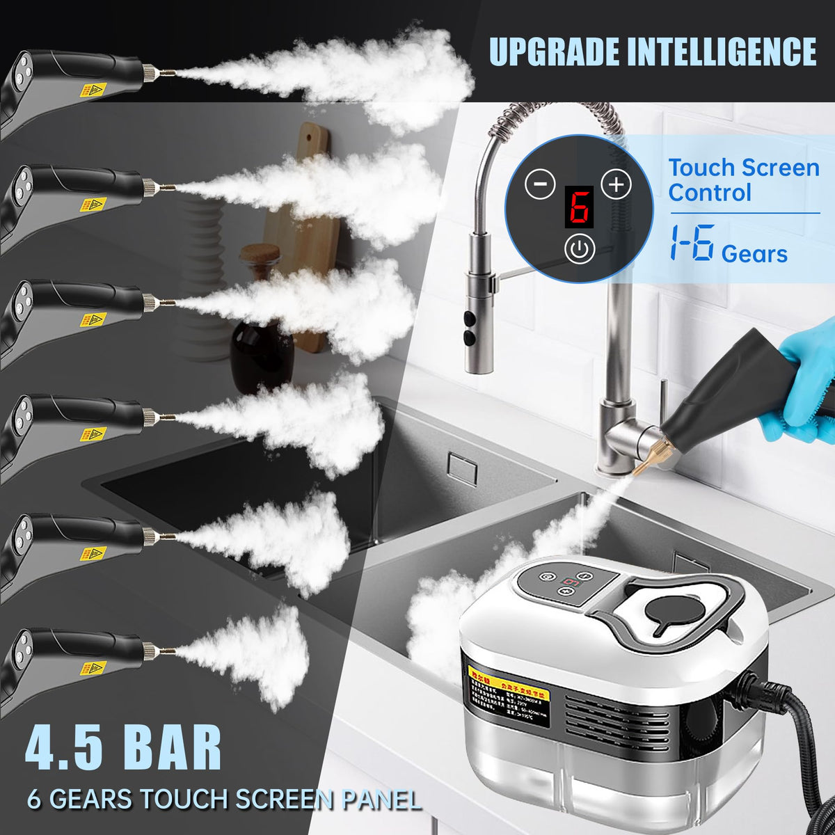 Haosidsn steam cleaner high-pressure output tackles grime on floors.