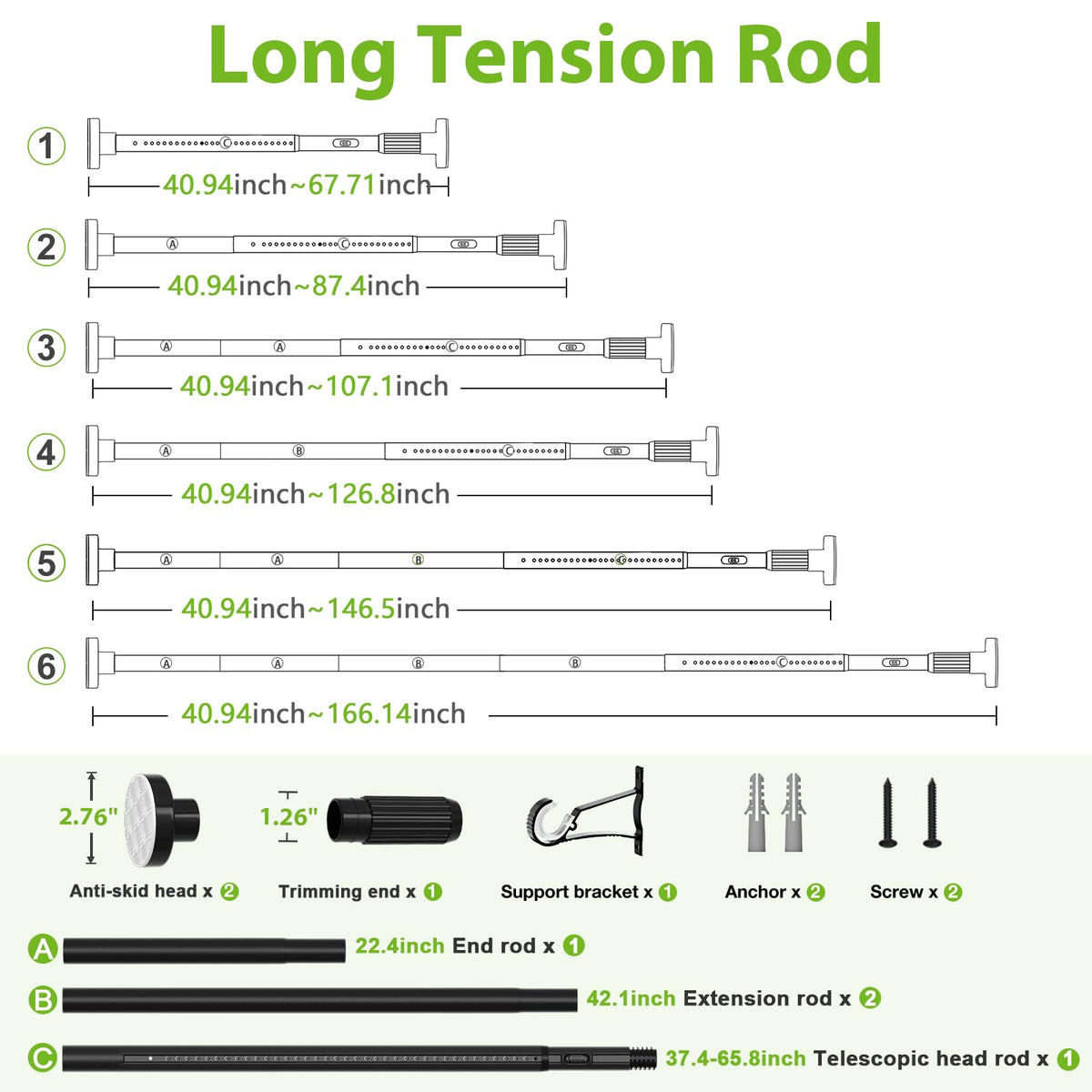 HAOYUNTE multi-scene curtain rod suitable for patio, bathroom, and more.