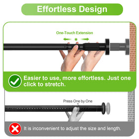 HAOYUNTE no-drill installation tension rod allows quick setup without tools.