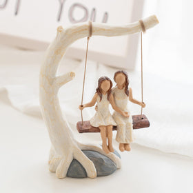HAPFULLING mother-daughter sculpture with delicate paint finishes for lifelike presence.