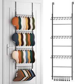 HapiRm over-the-door hat organizer shows four tiers for quick cap access.
