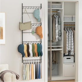 HapiRm wall-mounted hat rack holds up to 34 caps for a clutter-free closet.