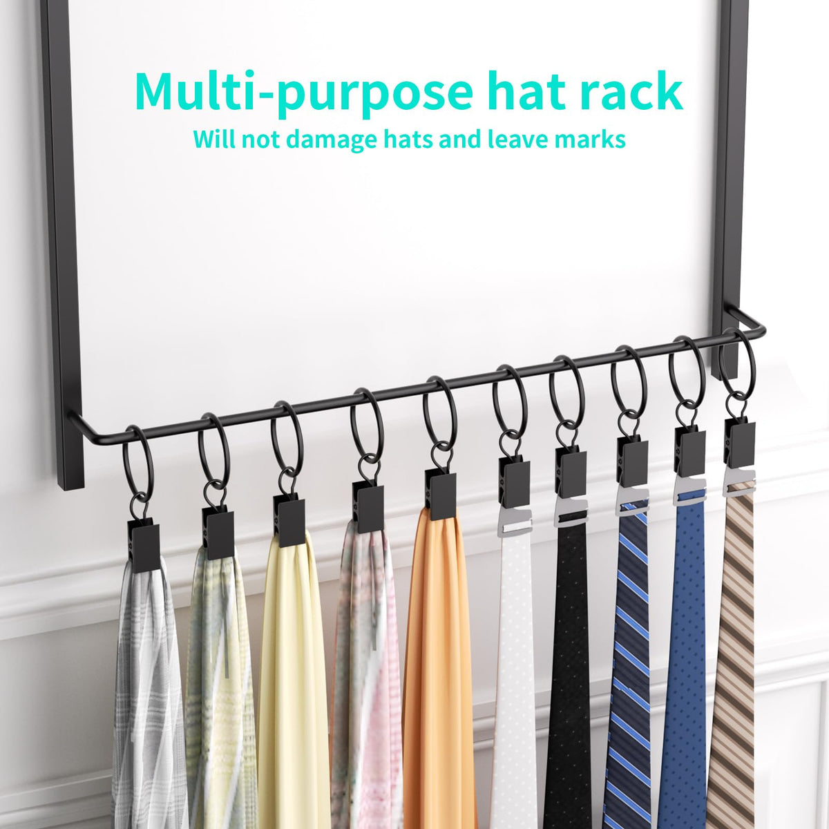 HapiRm 16-hooks hat rack keeps caps accessible.