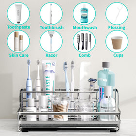 HapiRm bathroom organizer with five compartments keeps items separated and tidy
