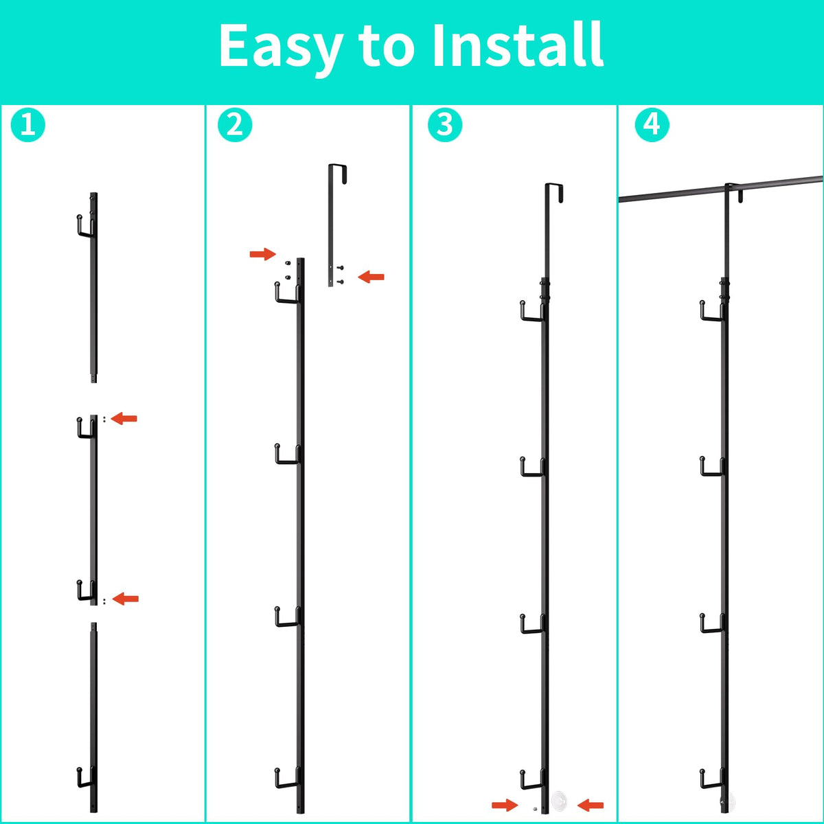 Easy, tool-free assembly means quick setup on any door.
