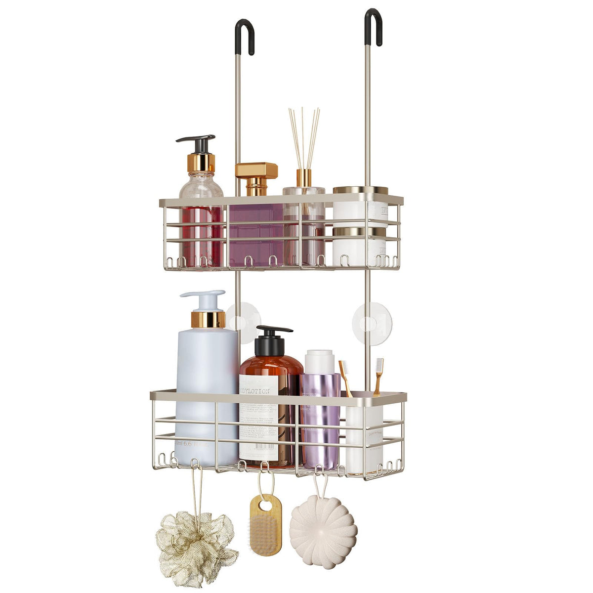 HapiRm hanging shower caddy over door shows durable rustproof storage solution