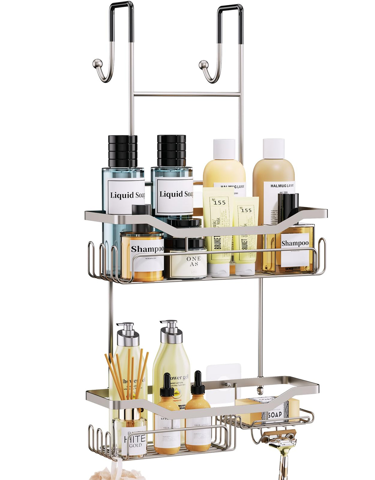 HapiRm hanging shower caddy over the door keeps toiletries organized and accessible