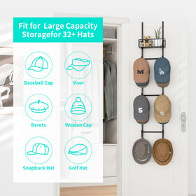 Close-up of metal finish on HapiRm hat organizer highlighting sleek style.