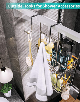HapiRm hollow design drains moisture for a dry, clean shower shelf