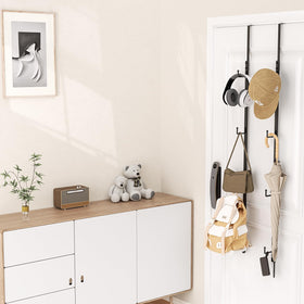 Versatile organizer holds hats, scarves, belts for closet or bedroom.