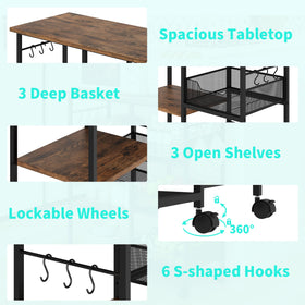 HapiRm cart with six shelves offers abundant storage for pantry items.