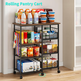 HapiRm rolling cart front view highlights durable metal and wood construction.