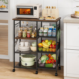 HapiRm rolling kitchen cart top surface provides sturdy workspace for compact kitchens.