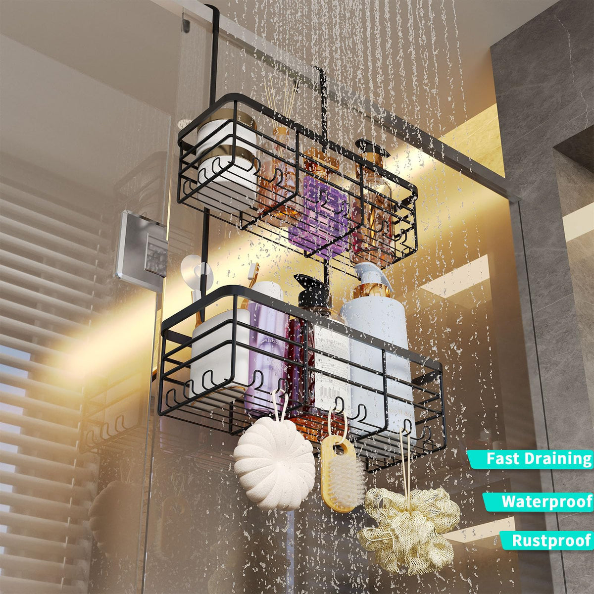 HapiRm hollow drainage design helps items dry quickly after showers.