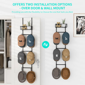 HapiRm six-hook system with integrated basket keeps caps organized and accessible.