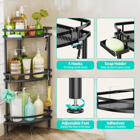 HapiRm stainless steel shower tower is waterproof and rustproof for durable bathroom storage.