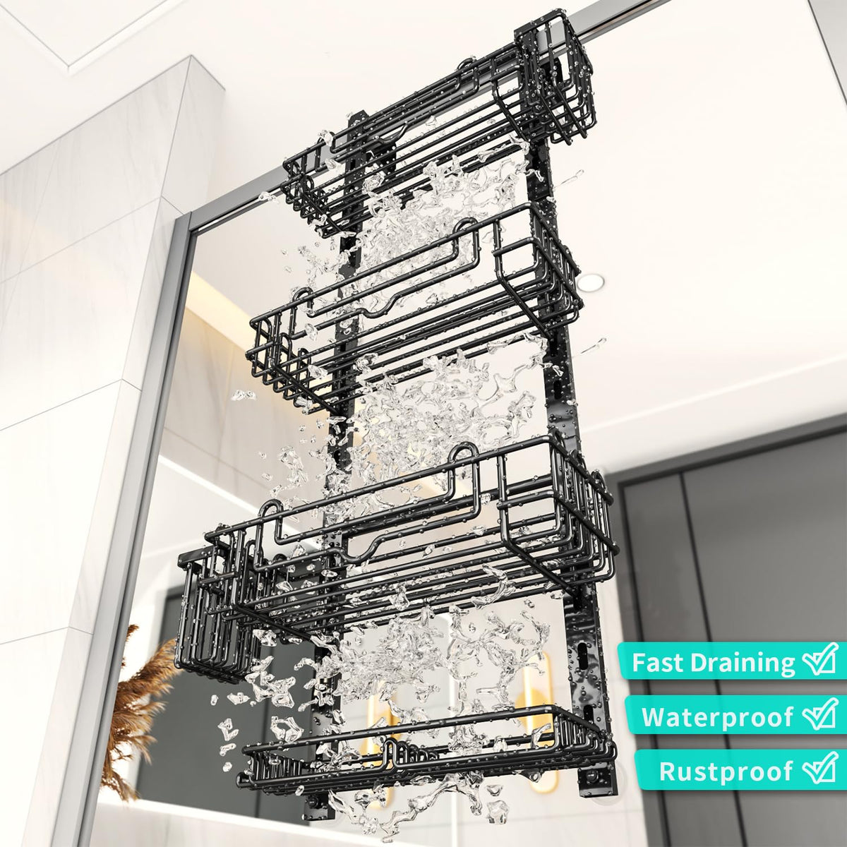 Strong suction cups keep the HapiRm caddy stable without screws