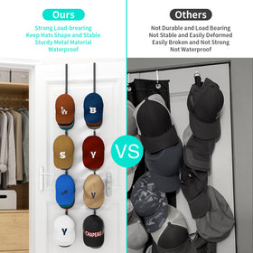 Two-pack HapiRm hat organizer mounts on doors for expanded storage options.