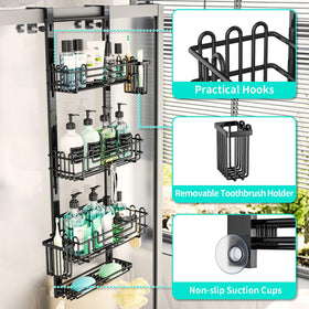 Two toothbrush holders integrated into the HapiRm shower organizer