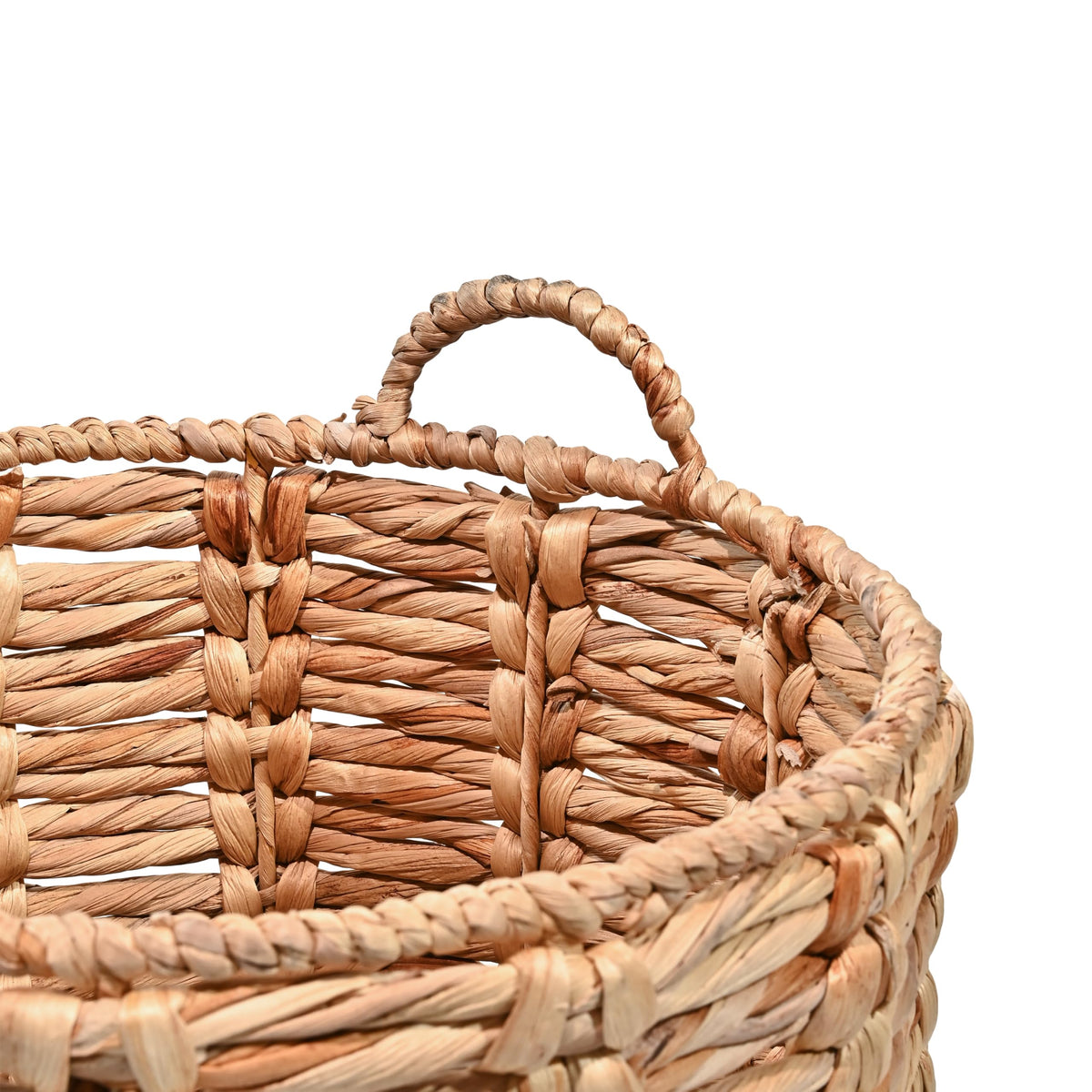 Braided accents on the Happimess Laurel Bohemian basket elevate boho decor.
