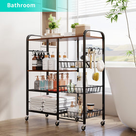 HapiRm cart durable metal wood build supports heavier appliances.