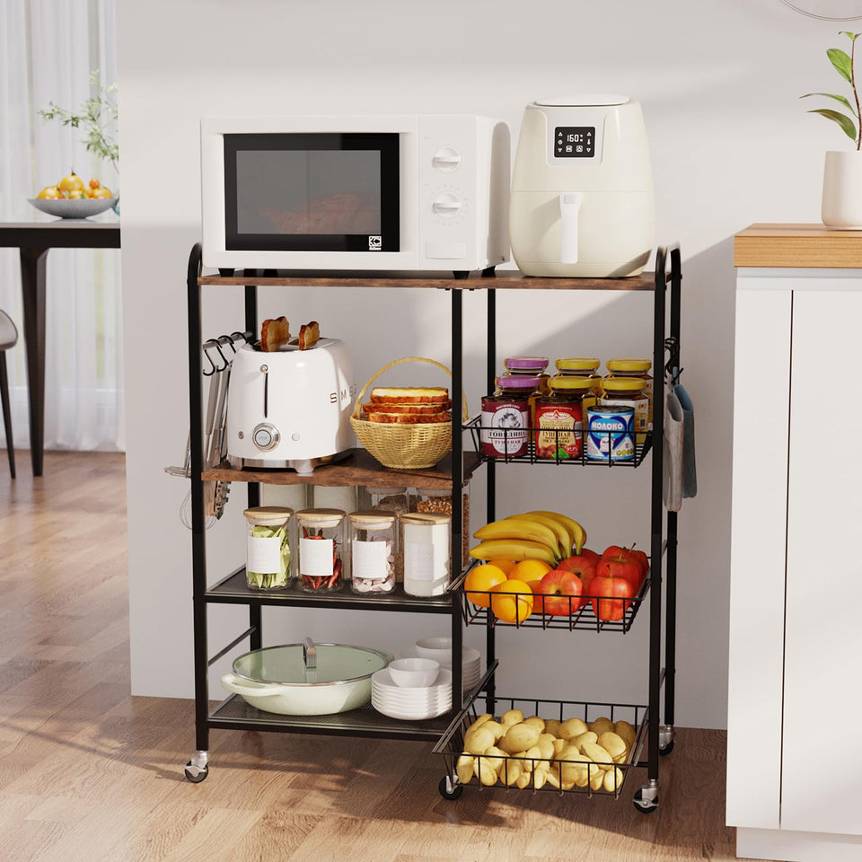HapiRm rolling kitchen cart top view showing spacious workspace for microwave and small appliances.