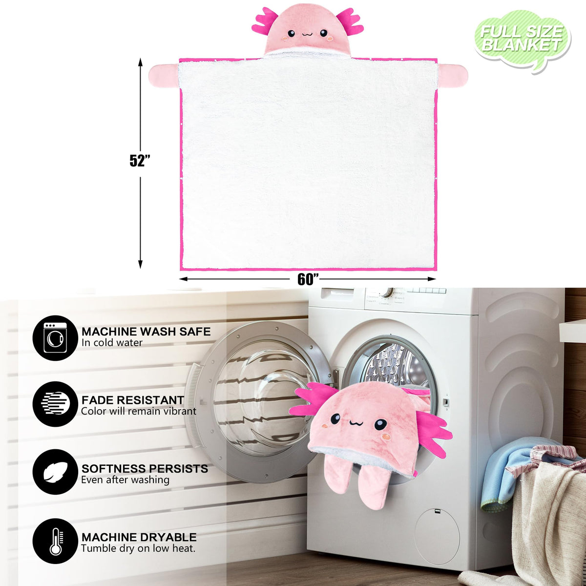 Happy Fuel Axolotl hooded blanket gift packaging ready for gifting.