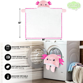 Happy Fuel Axolotl hooded blanket gift packaging ready for gifting.