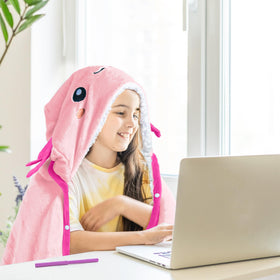Happy Fuel Axolotl hooded blanket size 60x52 inches for universal wrap.