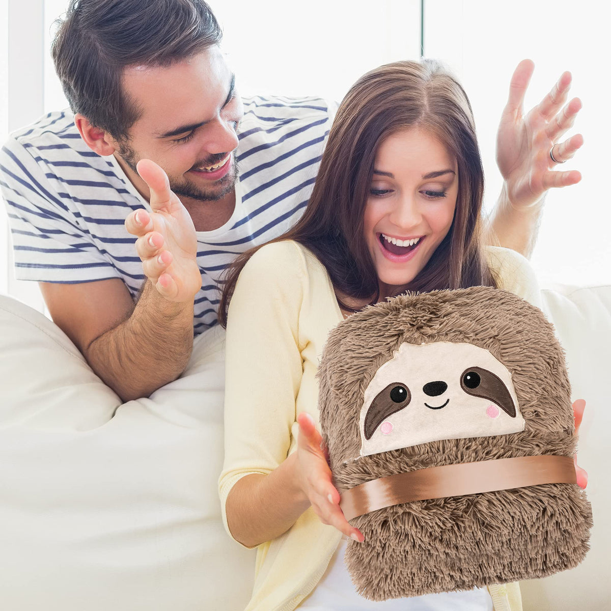Happy Fuel one-size-fits-all blanket measuring 60 by 52 inches.