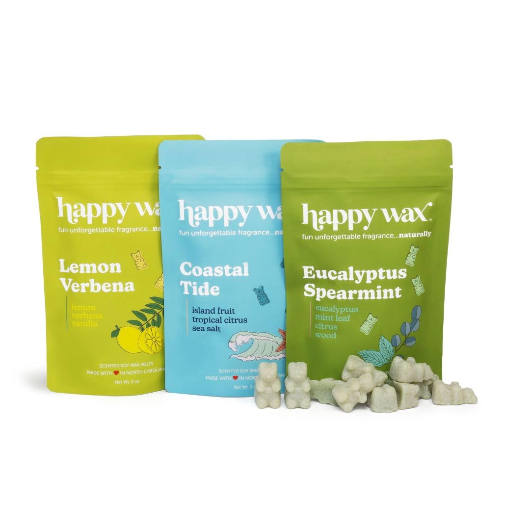 Happy Wax Lemon Verbena bear-shaped melts for a refreshing, uplifting scent in your space.