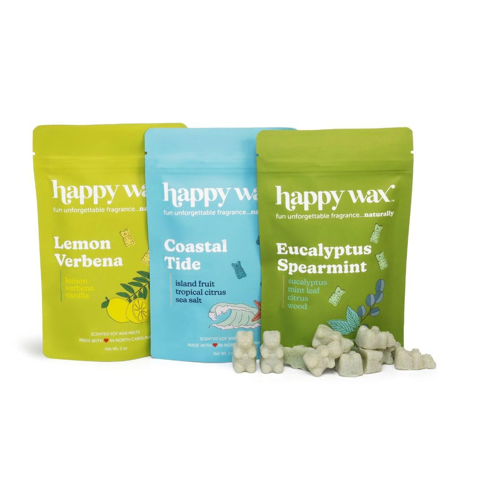 Happy Wax Lemon Verbena bear-shaped melts for a refreshing, uplifting scent in your space.