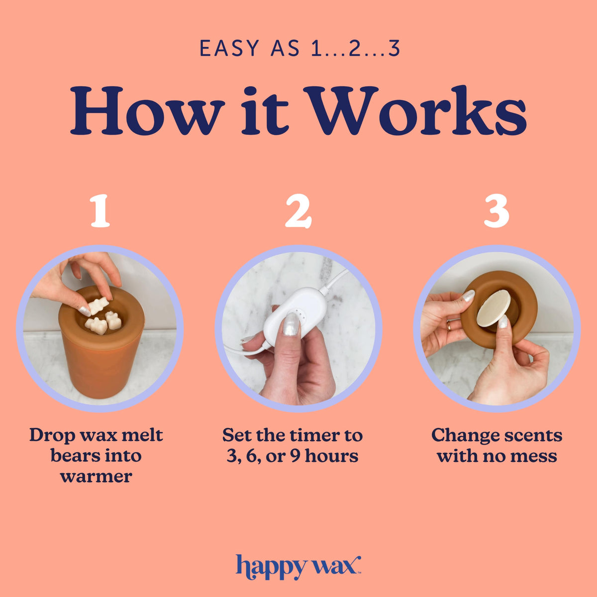 Happy Wax Bone compact wax melter ideal for nightstands and desks.
