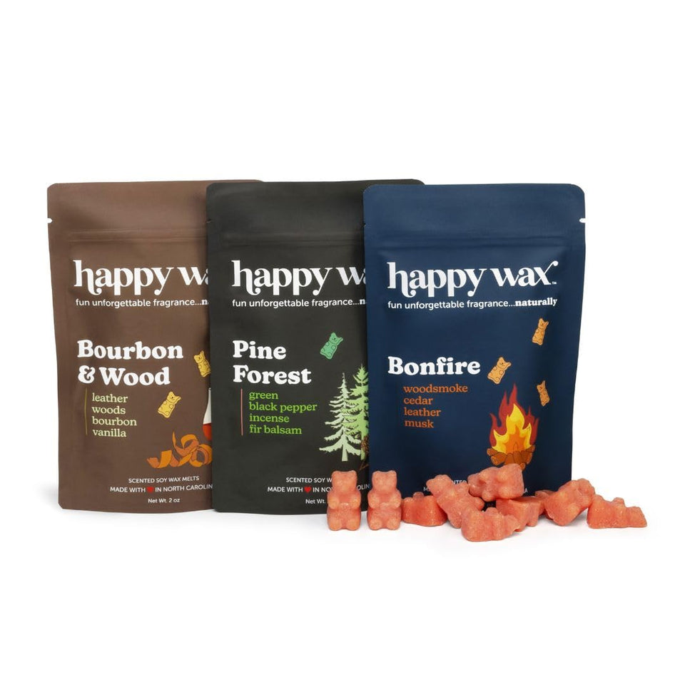 Happy Wax Cozy Cabin bonfire melt in warmer releasing smoky warmth