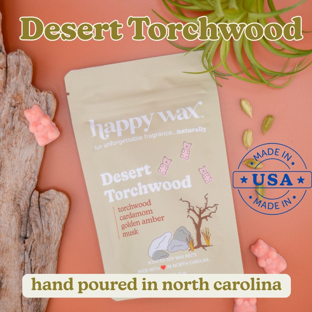 Happy Wax hand-poured NC-made label close-up, crafted in the USA for quality