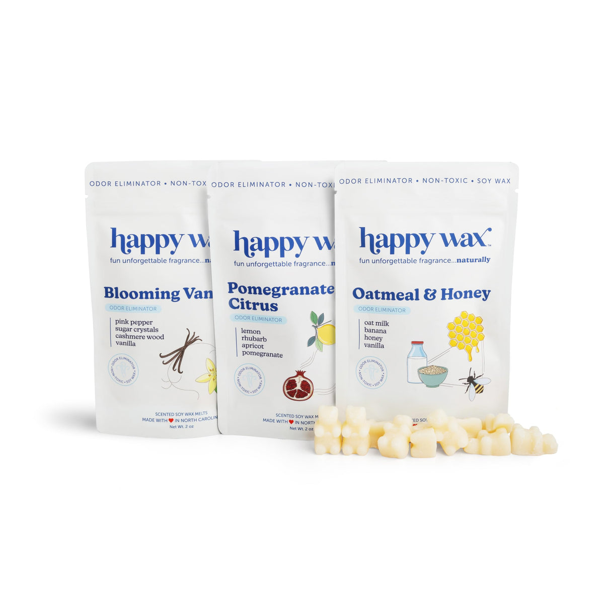 Happy Wax bear-shaped Oatmeal & Honey melt in warmer, cozy fragrance.