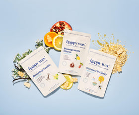 Happy Wax 2oz pouch packaging for long-lasting scent.