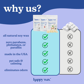 Happy Wax Pet Scents Almond Blossom melts displayed, showcasing calming fragrance and pet-friendly use.