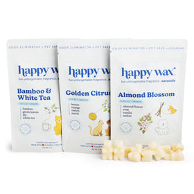Happy Wax Pet Scents Bamboo White Tea melts in a pack, pet-safe odor control for calm spaces.
