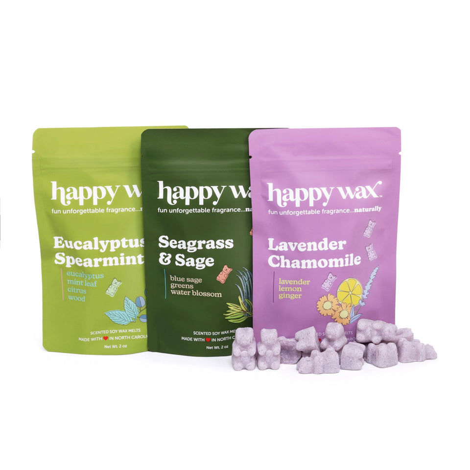 Happy Wax Spa Mix Seagrass & Sage melts for earthy calm in your home.