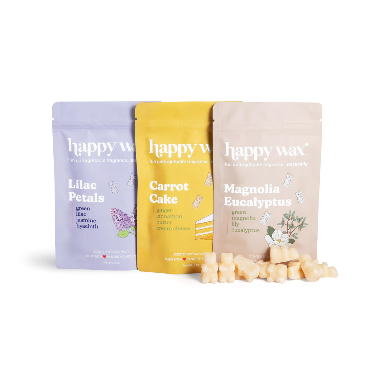 Happy Wax Spring Garden Mix bear-shaped carrot cake melts for a warm kitchen scent