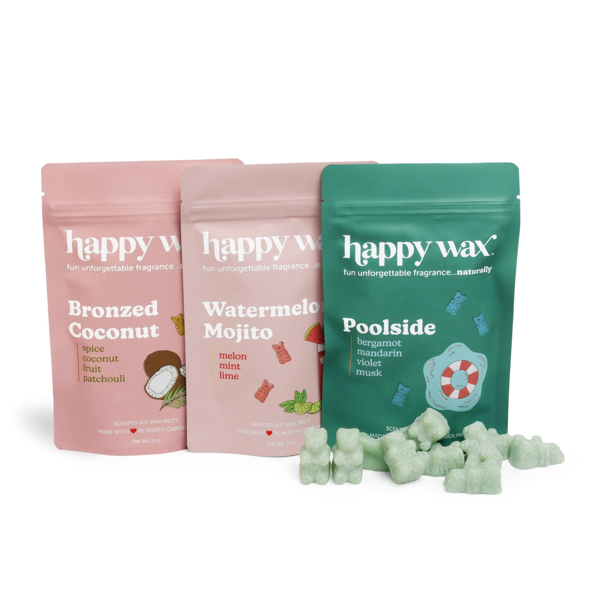 Happy Wax Vacation Mix Watermelon Mojito bear melt for a vibrant summer aroma.