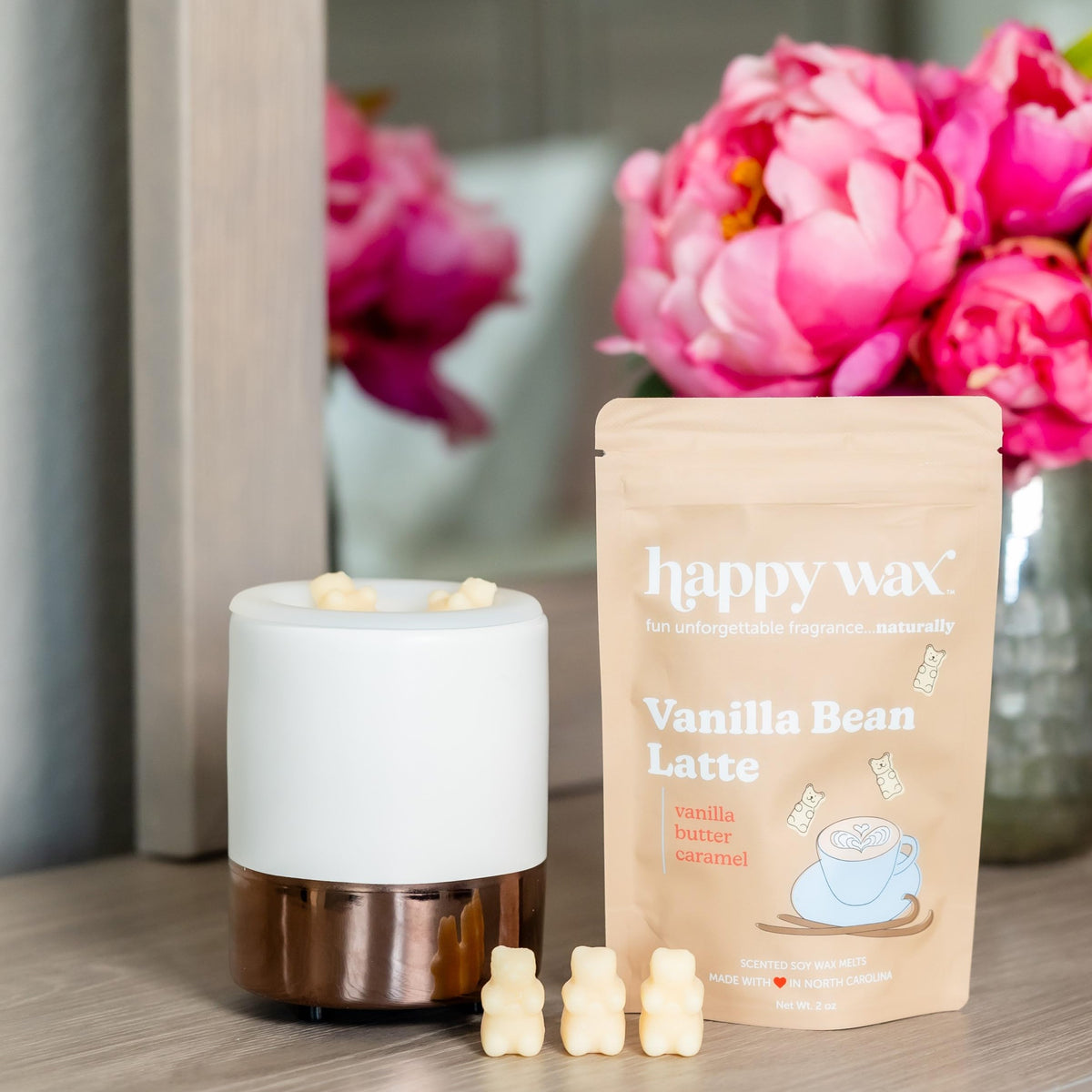 Happy Wax Vanilla Bean Latte scent filling living room with warmth