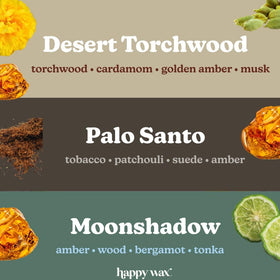 Happy Wax Wanderlust Desert Torchwood melt on display for long-lasting fragrance in the warmer.