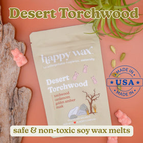 Happy Wax Wanderlust soy melts packaging showcases clean, paraben-free approach for safe use.