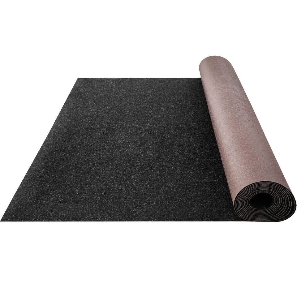 Happybuy 6 ft x 13 ft black marine carpet with ribbed texture for non-slip boat safety.